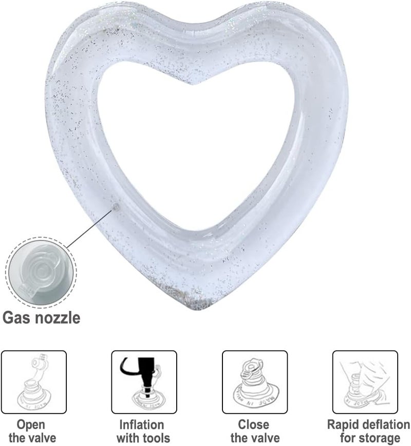 Blublu Park Inflatable Heart Pool Float, Sweet Love Swim Rings Float Loungers Tube for Summer Water Fun Beach Party Toys for Kids, Adults - Image 4